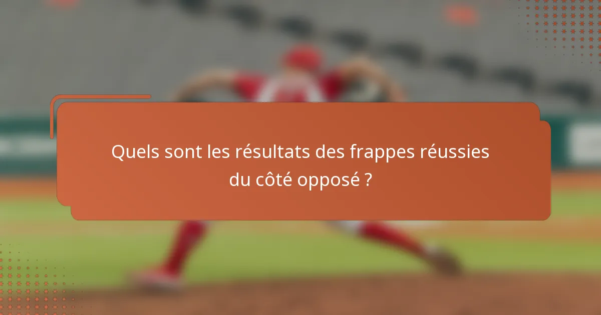 Quels sont les résultats des frappes réussies du côté opposé ?